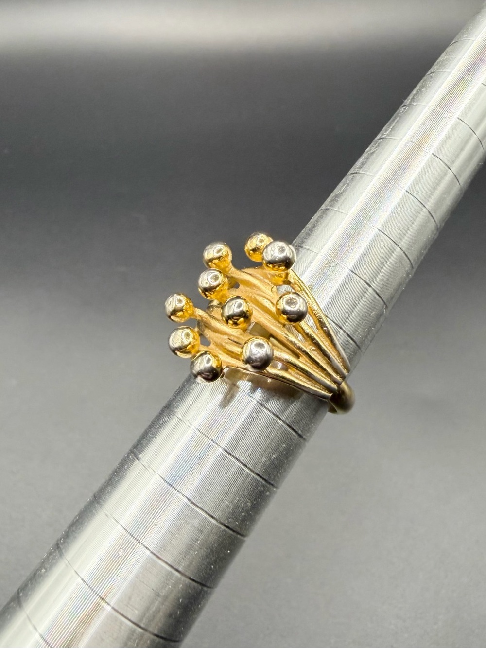 Vintage Napier MCM Brutalist Gold Tone Abstract Cocktail Ring Adjustable Sz 6